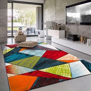 Paco Home Vloerkleed Woonkamer Laagpolig Modern Patroon Geometrisch 3D, Maat:160x230 cm, Kleur:Veelkleurig 5