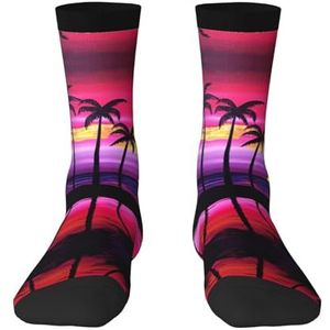 Tropische palmboom volwassen grappige 3d sokken crew sokken nieuwigheid sokken gag geschenken, zachte gezellige sokken., Zwart, Eén Maat