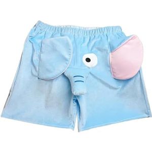 Vimlo Jumbo-pyjama's, olifantenbroek voor heren dames, grappige en schattige olifantenstam pyjamabroek voor heren olifant pyjama (kleur: blauwe korte broek, maat: XXL)