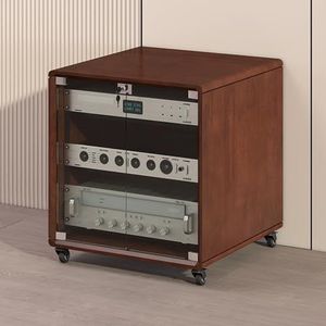 Stereo Rack AV Media Stand with Tempered Glass Shelves Stereo cabinet,audio rack cabinet with Wheels for Amplifier, KTV, AV Receiver Rack(2 tier)
