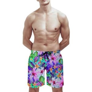 SANYJRV Sneldrogende ademende zwembroek voor mannen, Hawaii Beach Casual Sport Shorts, Elastische Trekkoord Korte Broek, Kleur 1, S