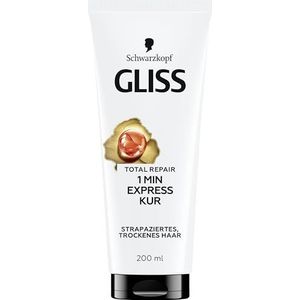 Gliss 1-minuut intensieve kuur Total Repair (200 ml), haarbehandeling met vloeibare keratine voor droog en beschadigd haar, al na 1 minuut effectief