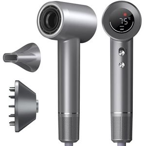 Mankiw Professionele Haardroger, 300Miljoen Negatieve Ionen, 160000 Tpm Borstelloze Motor, Led-Display en 2 Magnetische Blaasmonden, Laag Geluidsniveau voor Thuis, Op Reis, Zaken en Kantoor Aan Huis
