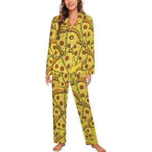 Pizza Hart Lange Mouw Pyjama Sets Voor Vrouwen Klassieke Nachtkleding Nachtkleding Zachte Pjs Lounge Sets