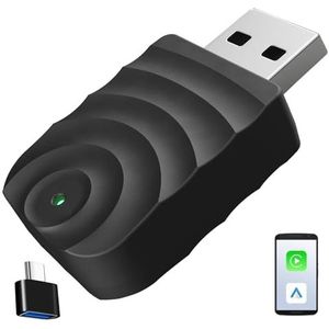 2-in-1 draadloze CarPlay-adapter voor iPhone en Android Auto - Plug & Play, snelle verbinding, compatibel met Cars 2016+, Apple CarPlay Dongle voor iOS