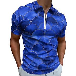 Luxe Visschaal Polo Shirt voor Mannen Casual Rits Kraag T-shirts Golf Tops Slim Fit