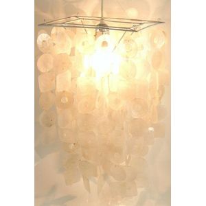 Guru-Shop Plafondlamp/Plafondlamp, Shell Lamp van Honderden Capiz, Parelmoer Platen - Model Zeventig, Wit, Schelpen, Kleur: Wit, 45x30x20 cm, Hanglampen van Natuurlijke Materialen