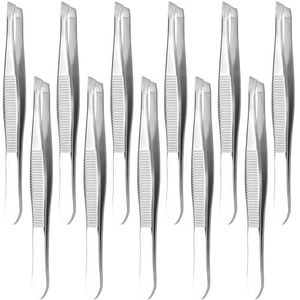 HUELE 12 Stks/pak Rvs Schuine Wenkbrauw Pincet Metalen Wenkbrauw Pincet Trimmers