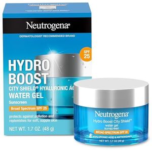 Neutrogena Hydro Boost City Shield Water Gel with Hydrating Hyaluronic Acid, Antioxidants, and Broad Spectrum SPF 25 Sunscreen, Oil-Free, Alcohol-Free, Non-Comedogenic, 1.7 oz