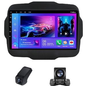 Autoradio 2 Din met Carplay Android Auto Wireless Geldt voor Jeep Renegade 2014-2018 9inch touchscreen Bluetooth Stereo Auto, FM-radio RDS Radio/AM Wifi achteruitrijcamera geldt(NF-3)