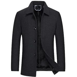 Herenwollen Peacoat Woole Gemengd Casual Uitloper Winddichte Zakelijke Blazer Winterjas (Color : Black, Size : Men-3XL)