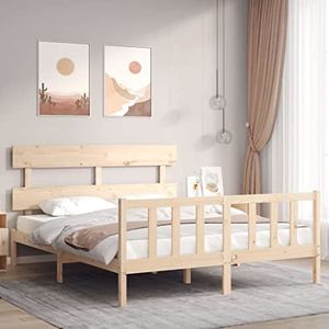AUUIJKJF Bedden en accessoires bedframe met hoofdeinde 160x200 cm, massief houten meubels