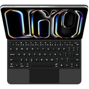 GUPENAA Toetsenbordhoes voor iPad Pro 13'' (M4) 2024, Magische Zwevende Cantileverstandaard, 7 Kleuren Achtergrondverlichting, Ingebouwd trackpad,zwart,English