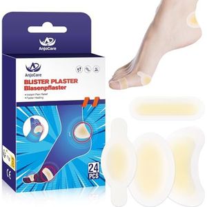 AnjoCare Blarenpleister voor Voeten, 24 stuks Onzichtbare Hydrocolloïde Gel Blarenpleisters, Waterdichte Blarenpleisters voor Tenen, Voorkomen en genezen van hielblaren