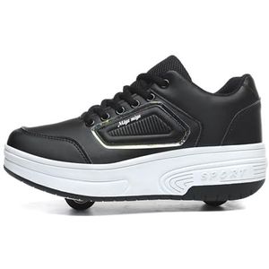 Hardloopschoenen op wielen, sneakers, intrekbare technische skateschoenen, modieuze skateschoenen, rolschaatsen, buitentraining, kinderen en tieners, vakantiecadeaus,black-32 EU