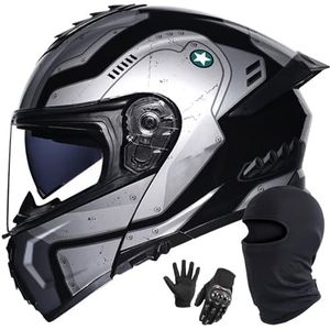 Motorhelm Systeemhelm Integraalhelm Dubbel Vizier DOT/ECE Gecertificeerd Hoogwaardige Helm Motorintegraalhelm Scooterhelm Valhelm Voor Dames En Heren G,XXXL/63-64CM