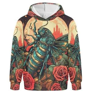 KAAVIYO Roze Maan Insect Kunst Hoodies Atletische Hoodies Leuke 3D Print Sweatshirts voor Meisjes Jongens, Patroon, XXS