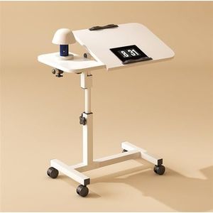 standing computer desk In hoogte verstelbare laptop zit-sta-bureau met wielen, verstelbare rollende staande laptop mobiele bureauwagen salontafel (Color : White, Size : 40cm)