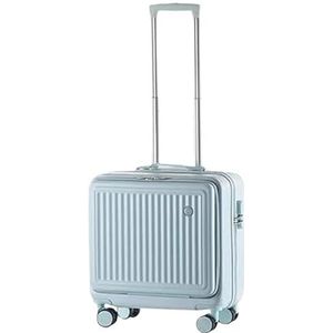 Trolleykoffer Reiskoffer Kleine Handbagage Voorklep Volledig Open Kofferbagage Koffer Ingecheckte Bagage Lichtgewicht Koffer (Color : Blue, Size : 18inch)