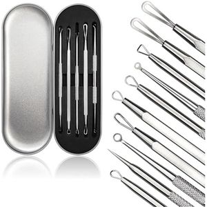 com-four® Blackhead Verwijder Set – 5-delige RVS Gereedschap voor Gezichtsreiniging, Blackhead Remover – Comedonen Extractor, Pukkels en Onzuiverheden Verwijderaar voor een Schone Huid
