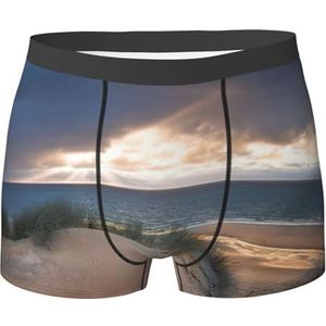 EdWal strand duinen print heren atletisch ondergoed, heren ondergoed, boxerslip, zacht ondergoed, Zwart, XXL