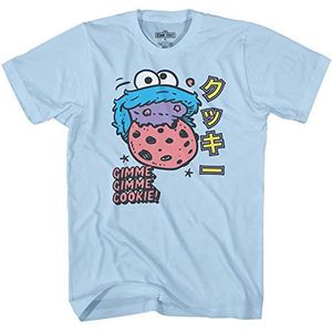 Sesame Street Heren koekiemonster klassiek shirt koekiemonster T-shirt - Kanji T-shirt (lichtblauw, X-Large), Lichtblauw, Klassiek