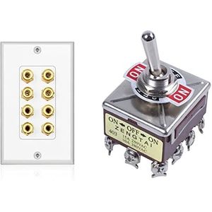 1 stuk ON/OFF/ON 3 posities 12-pins klikschakelaar 1 stuk 8 plaatsen luidspreker wandplaat home theater wandplaat