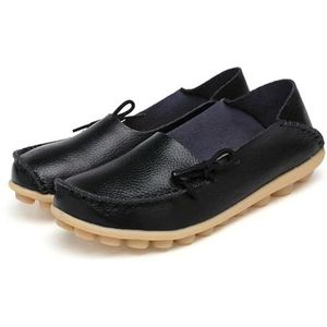 Vrouwen Flats Lederen Vrouwen Loafers Ballet Puntschoen Flats Dames Schoenen Loafers, Zwart, 39 EU