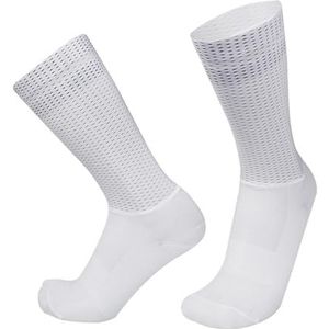 CYAEDYSOK Aero-sokken voor dames en heren, gaasstof, ademend, zweetabsorberende, siliconen, antislip, fietsen, aero-sokken, één maat, Wit, one size