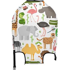 AJINGA Leuke Cartoon Olifant Zebra Leeuw Bier Reizen Bagage Protector Koffer Cover S 18-20 inch