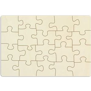 Houten puzzel selbt ontwerp en verf - 20 delen, ongeveer 29 x 19,5 cm - lege puzzel van onbehandeld multiplex, blanco puzzel, inclusief puzzelsjabloon