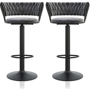 GZDZ 360° draaibare barkrukken set van 1/2 in hoogte verstelbaar 65 cm ~ 80 cm, barkruk gewatteerde zitting toonhoogte kruk bistrokruk, fluwelen hoes ergonomische kruk met geweven rug en voetsteun