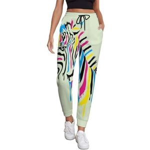 Geschilderde Zebra Art Vrouwen Joggingbroek Running Joggers Broek Casual Broek Elastische Taille Lange Met Zakken