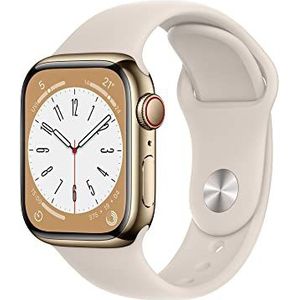 Apple Watch Series 8 (GPS+ Cellular, 41 mm) Smartwatch - aluminium behuizing van Polarstern, sportband van Polarstern - Gewone fitnesstrackers, zuurstof in het bloed en ECGapps, waterbescherming