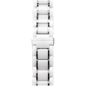 20 mm 22 mm stalen keramische band geschikt for Samsung Galaxy Watch4 5 40 mm 45 44 mm Pro geschikt for Amazfit Gts horlogeband polsband geschikt for Huawei riem armband(Color:White and silver,Size:24