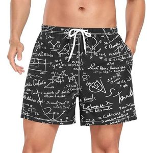 Niigeu Math Physics Formulas Zwarte zwembroek voor heren, sneldrogend, met zakken, Leuke mode, S