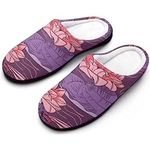 Lotus En Libelle Katoenen Slippers Voor Vrouwen Warme Anti-Slip Rubber Zool Huisschoenen Voor Indoor Hotel 7-8 (39-40)