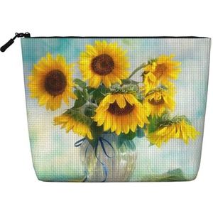 FZGGWYHL Zonnebloemdruk Gedrukte Nep Hennep Hennep Make-up Bag Dagelijkse Opbergtas, Zwart, Eén maat, Tas Organizer