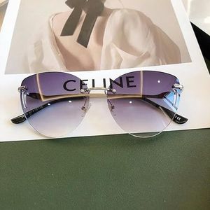 Zonnebril Dames Brillen Gradiënt Bruin Roze Randloze zonnebril for vrouwelijk cadeau Uv400 (Kleur : Other, Size : Co4)