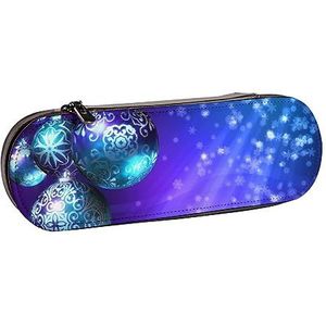 BONDIJ Duitse Kortharige Gedrukt Lederen Potlood Pouch, Grote Capaciteit Pen Zakken Leuke Etui Cosmetische Organizer Tas Met Rits, Gouden Glitter Kerst, Eén maat, Munten Pouch