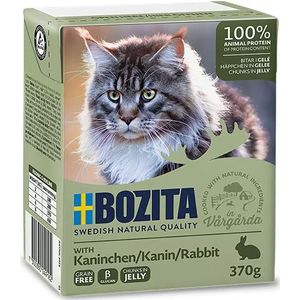 Bozita Tetra Recart Hondenvoer in gelei, nat voer met konijn, 16 x 370 g, graanvrij, duurzaam geproduceerd kattenvoer voor volwassen katten, compleet voer