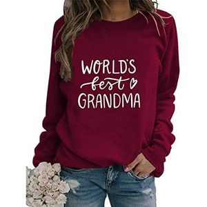 World's Best Grandma Sweatshirt, Women Letter Print Crewneck Sweatshirts Long Sleeve Lightweight Pullover Tops