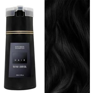 Zwarte haarkleurshampoo voor grijs haar, botanische formule, geen haarbeschadiging, geen bleekmiddel, directe haarkleurshampoo 2-in-1 (zwart)