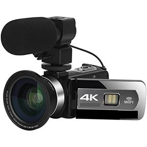 Videocamera Vlogcamera Recorder Groothoek 4K digitale videocamera's Slow Motion Loop Recording Microfoon Camcorder Autofocus Streaming Webcam Vlog Kit(16G SD Card,Generation 2)