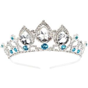 LEEMASING Meisjes prinses verwarde kristal strass cosplay tiara hoofdband kroon voor prom Halloween verjaardag kostuum feest (zilverblauw)