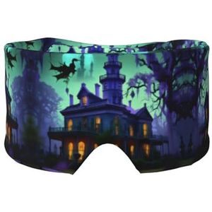 Zwarte Haunted Mansions Print Slaap Oog Oor Masker Zachte en Comfortabele Oogblinder Blinddoek Schaduw voor Mannen Vrouwen