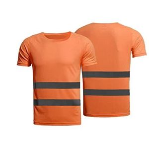 Fluorescerend Vest Reflecterend Pak Met Korte Mouwen, Veiligheidsvest Met Hoge Zichtbaarheid Reflecterende Strook Polyester T-shirt Overalls Reflecterend Harnas (Color : Orange, Size : XL)