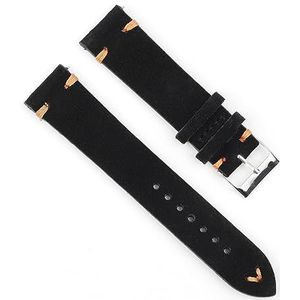 EDVENA Suède Vintage Horlogebanden Blauwe Horlogebanden Vervanging Band For Horloge Accessoires 18mm 20mm 22mm 24mm (Color : Black-Orange Line, Size : 22mm)