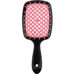 1 stuk doorzichtig handvat roosrood brede tanden luchtkussen haarkam vrouwen hoofdhuid massage kammen haarborstel uithollen thuis stylingtool (maat: zwart poeder)