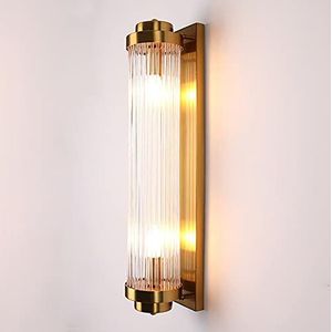 Ksovv Moderne LED Muurlamp met Verstelbare Glas Lampenkap Crystal Wall Sconce Lights Indoor Decoration Lighting voor Slaapkamer Woonkamer Hall Eetkamer, 2 × E14 Golden (Size : 40cm)